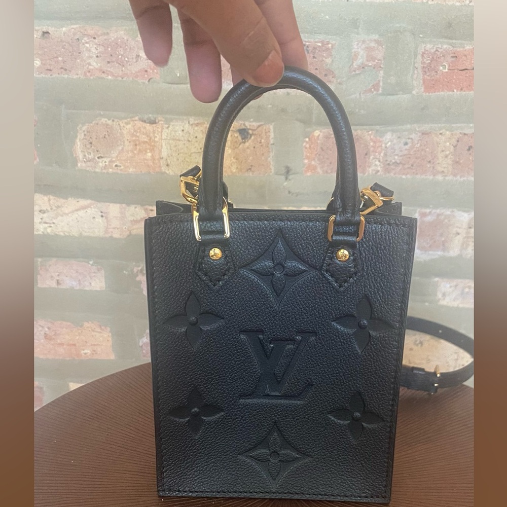 Louis Vuitton Black Embossed Monogram Mini Top Handle Crossbody